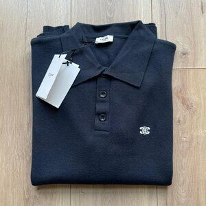 XXL Celine Men's Knitted Polo Navy Embroidery